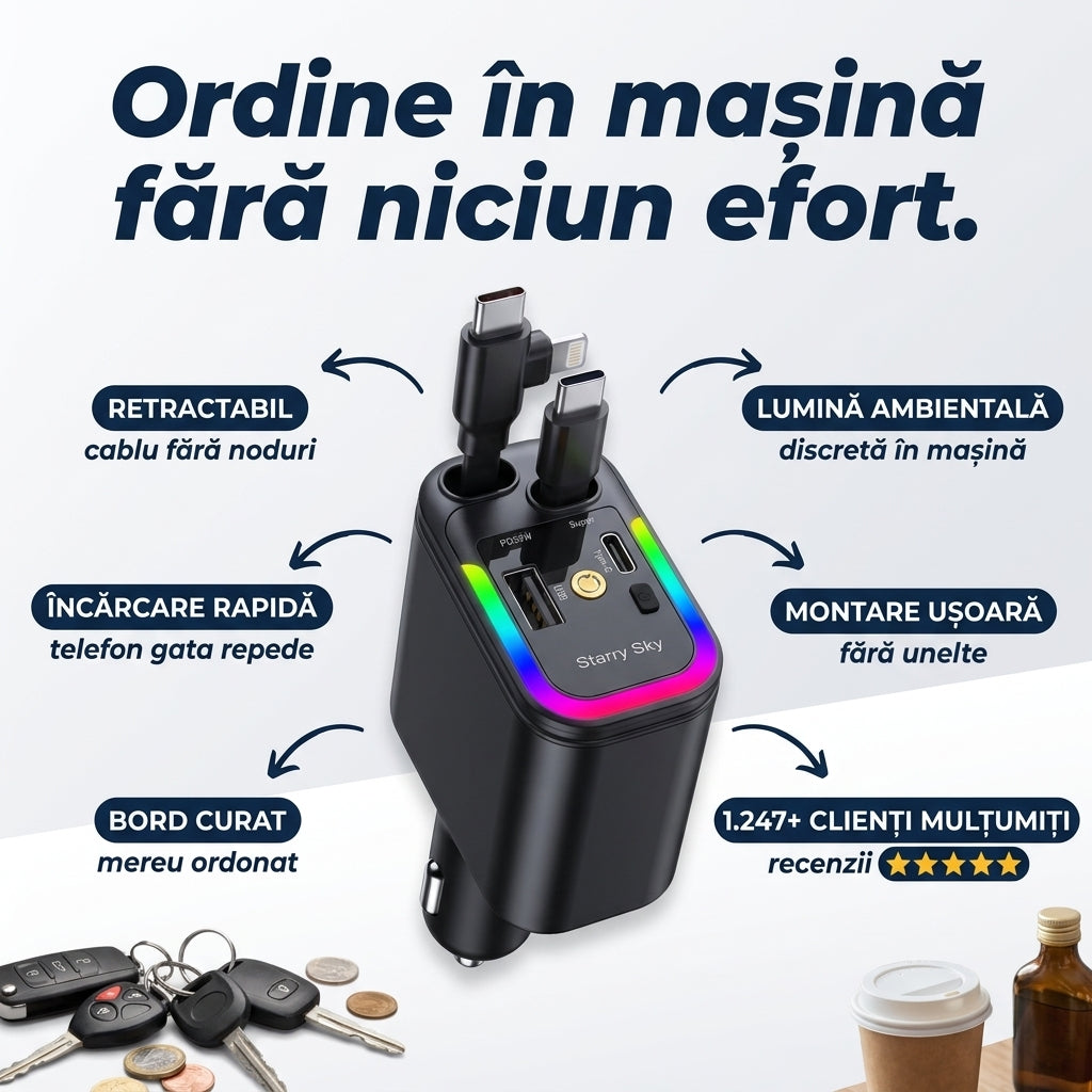 Încărcător Auto Retractabil Ambiental