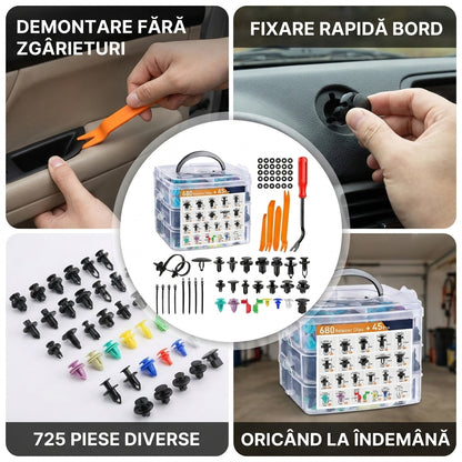 Set 725 de cleme de fixare pentru mașină