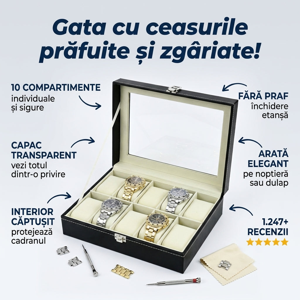 Cutie Ceasuri cu Sticlă