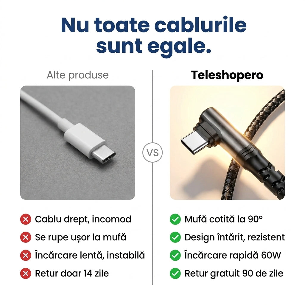 Cablu de încărcare cotit pentru telefon