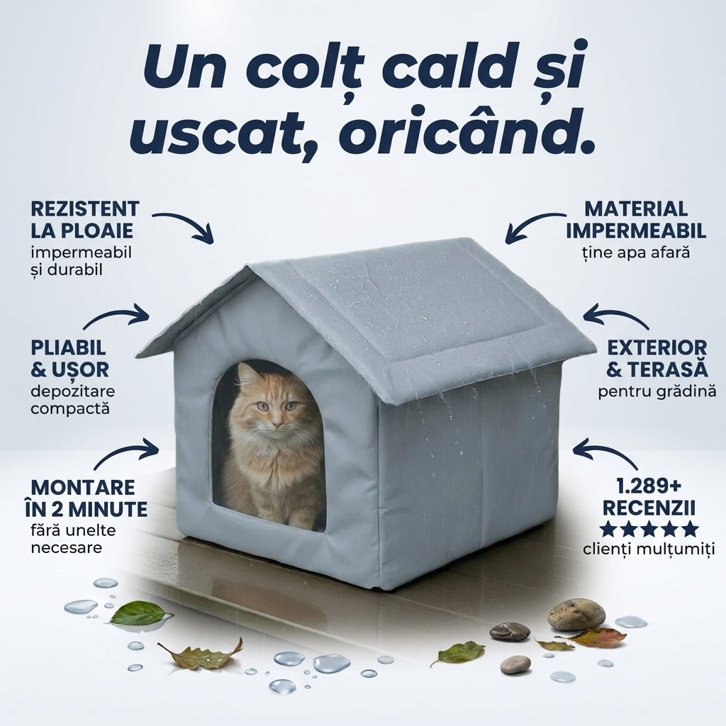 Adăpost pliabil pentru pisici