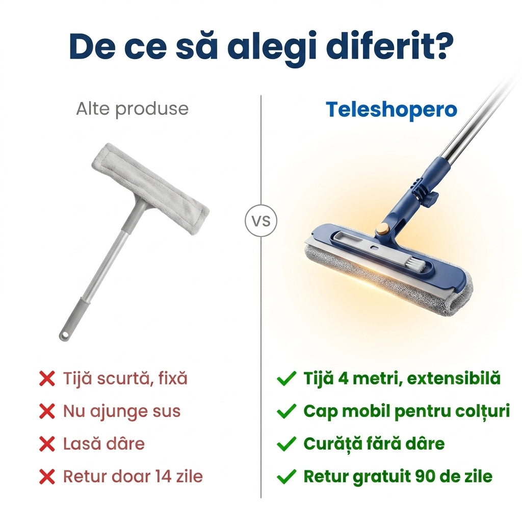 Curățător Geamuri Telescopic Reglabil