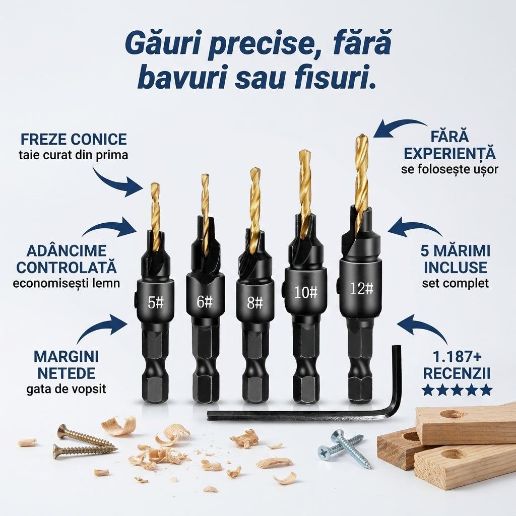 Set Freze Conice Găurire