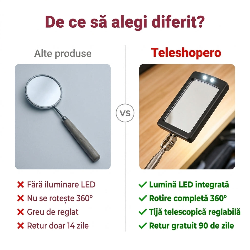 Oglindă Telescopică Inspecție LED