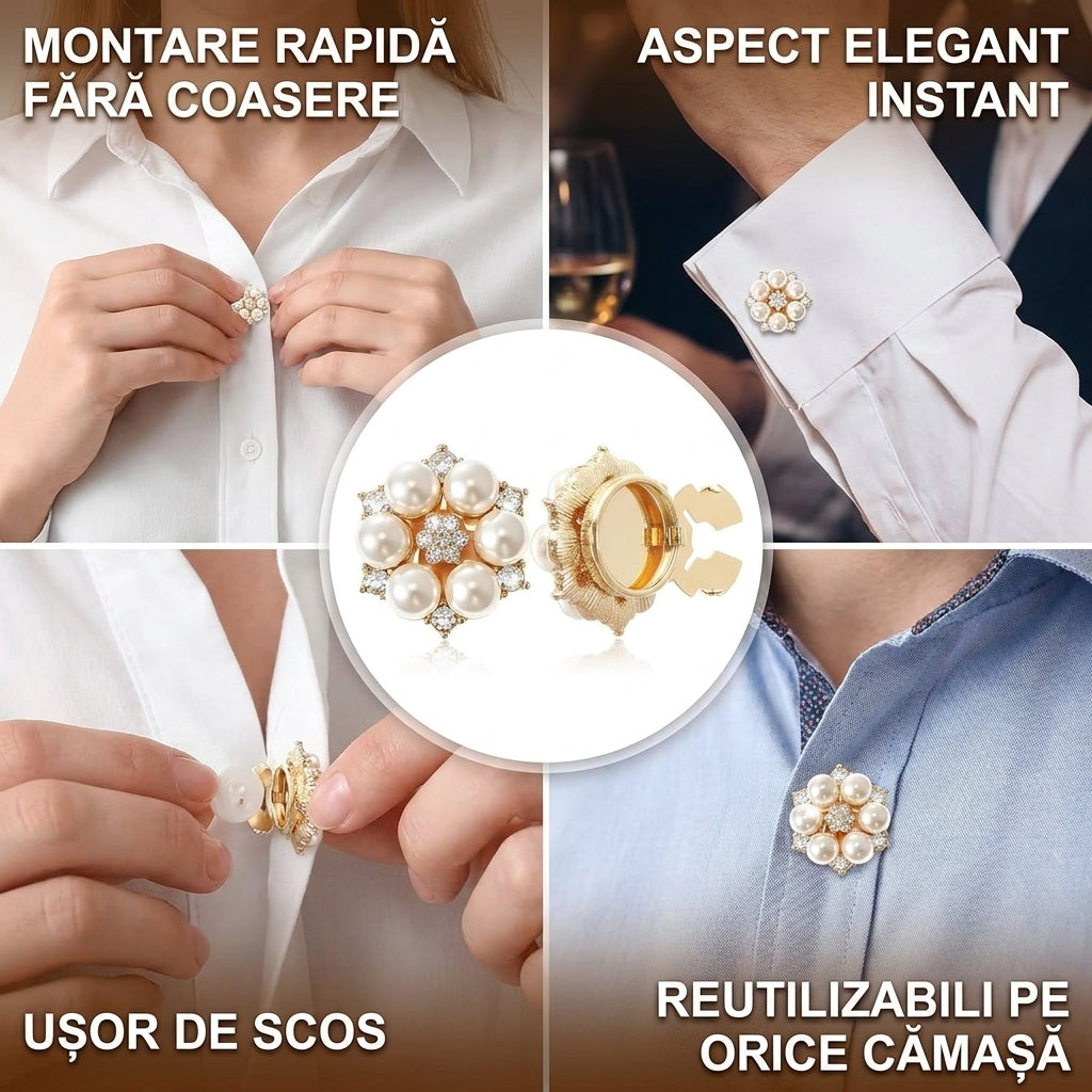 Butoni Perlă și Cristale