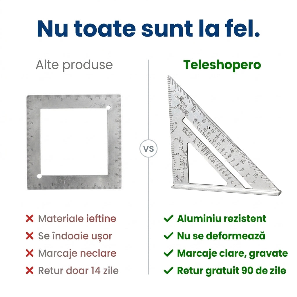 Riglă Triunghi Metalică Tâmplărie