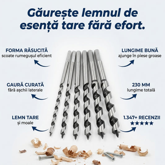 Set 6 Burghie Răsucite Lemn