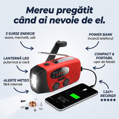 Radio Urgență Solar Portabil