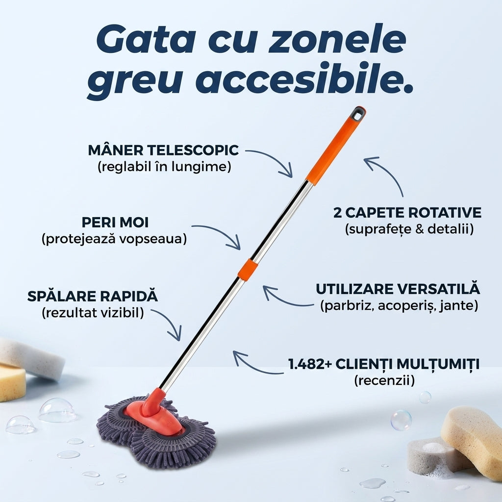 Perie Telescopică Dublă Mașină