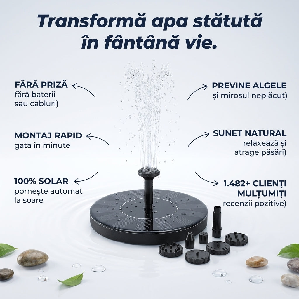 Fântână Solară Flotantă Grădină
