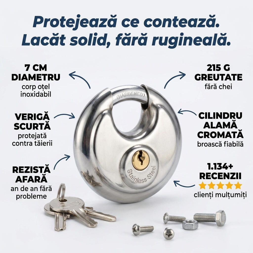 Lacăt Rotund Oțel Inoxidabil