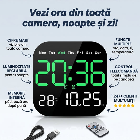 Ceas Digital LED Perete